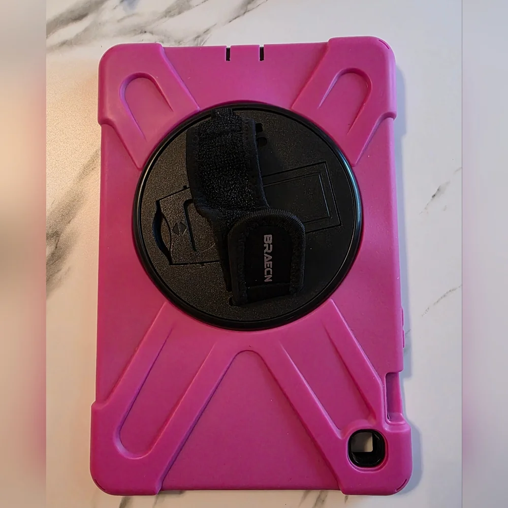 Pink Rotating Tablet Case with Hand Strap For Samsung SE5 TABLET